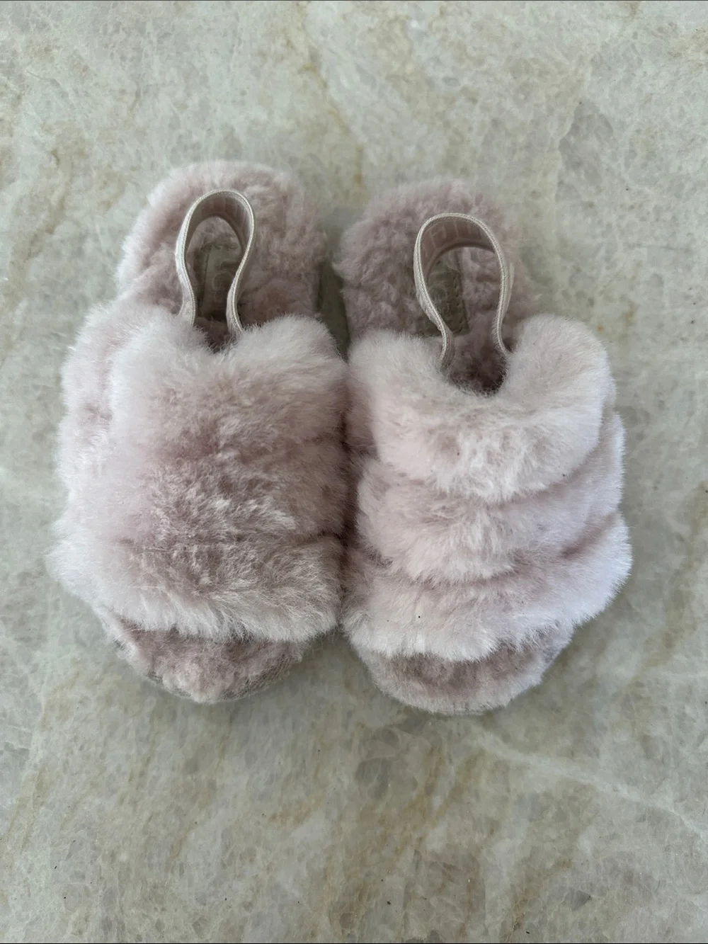 UGG Kids Blush Pink Fluffy Slide Slippers toddler girl 9